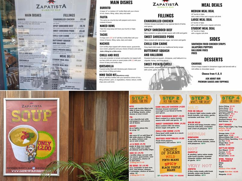 Zapatista Burrito Bar Menu