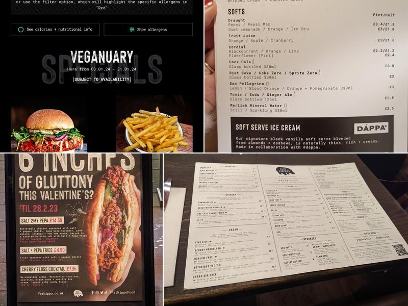 Fat Hippo Newcastle Menu