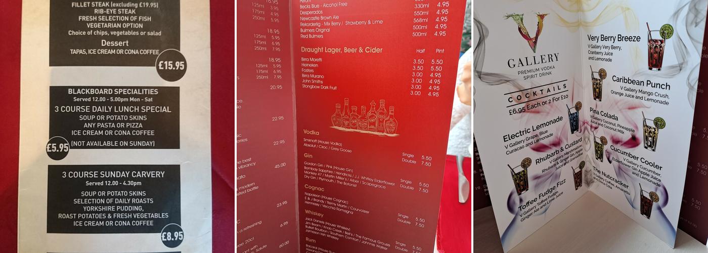 Sambuca Quayside Menu