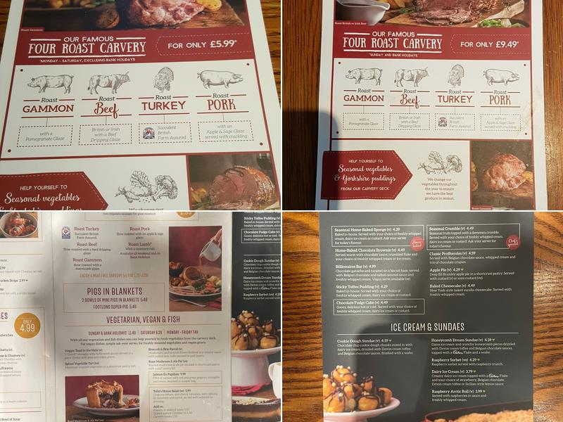 Toby Carvery Middlesbrough Menu