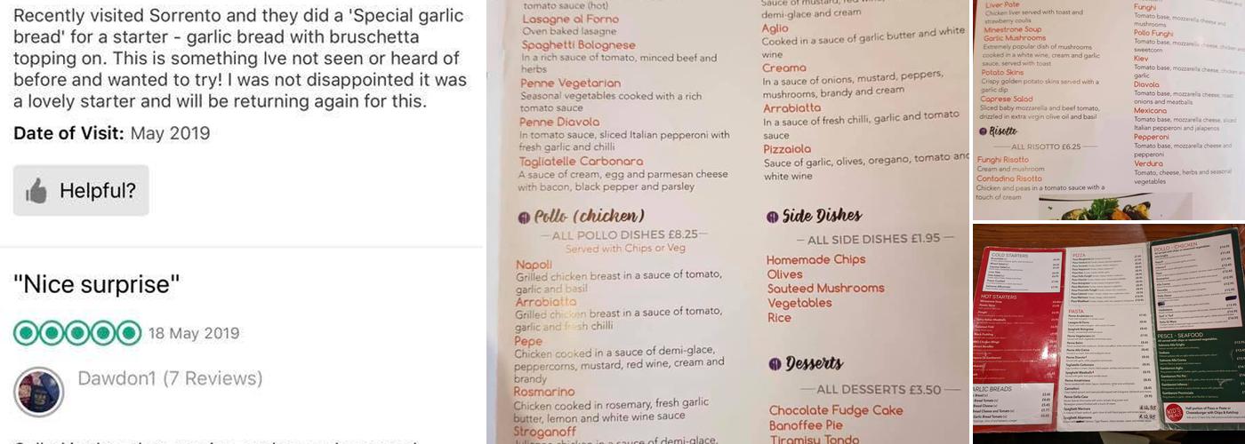 Sorrento Restaurant Menu