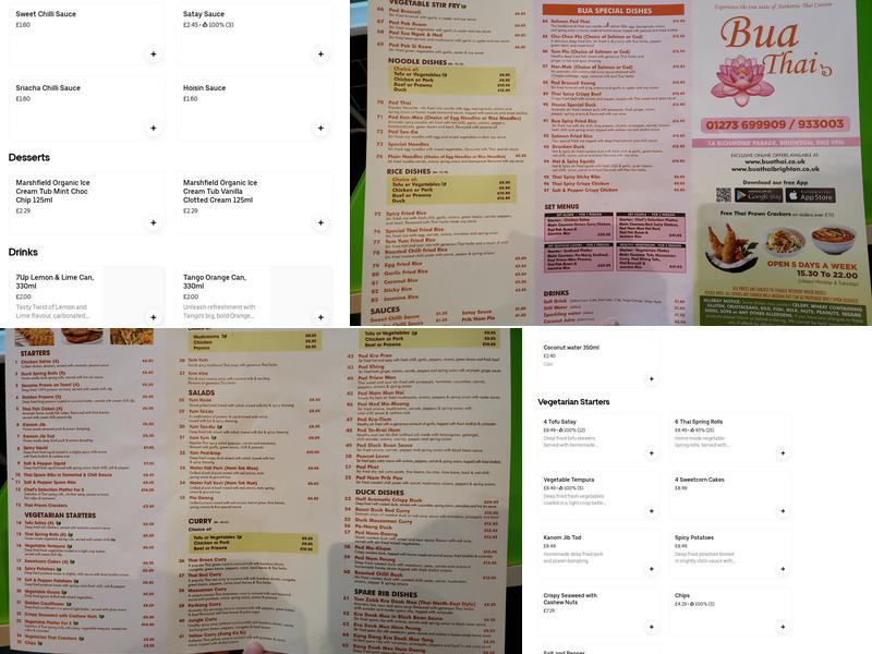 Bua Thai Menu