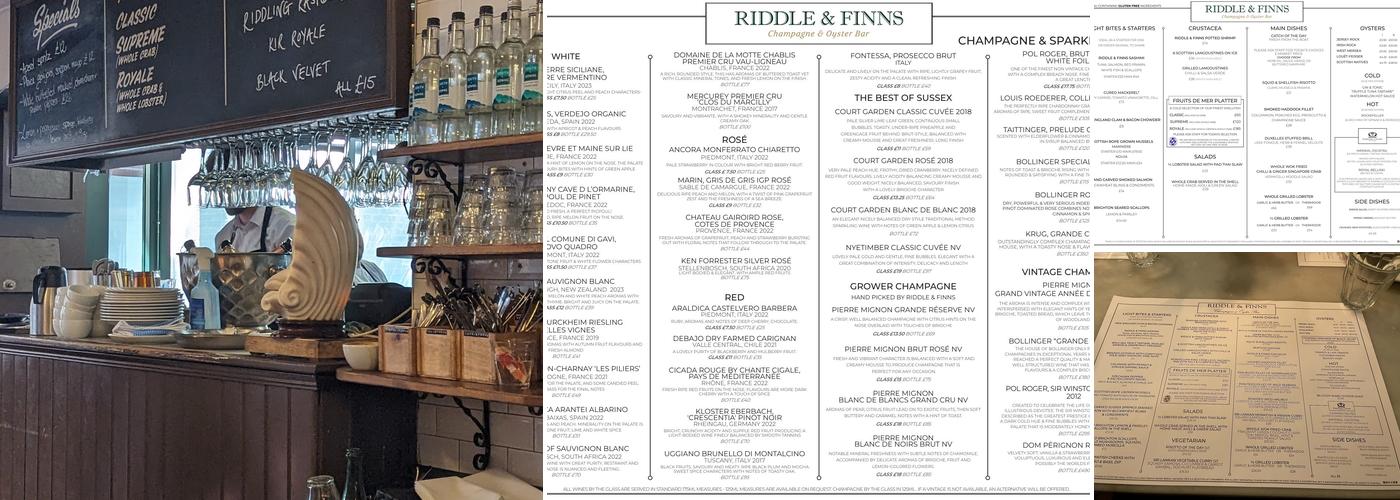 Riddle & Finns The Lanes Menu