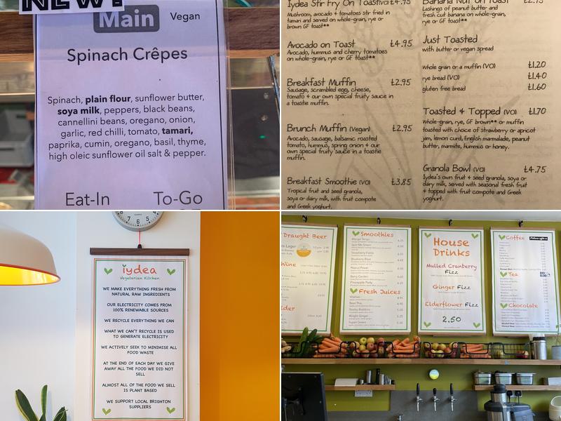 Iydea Vegetarian Kitchen Menu