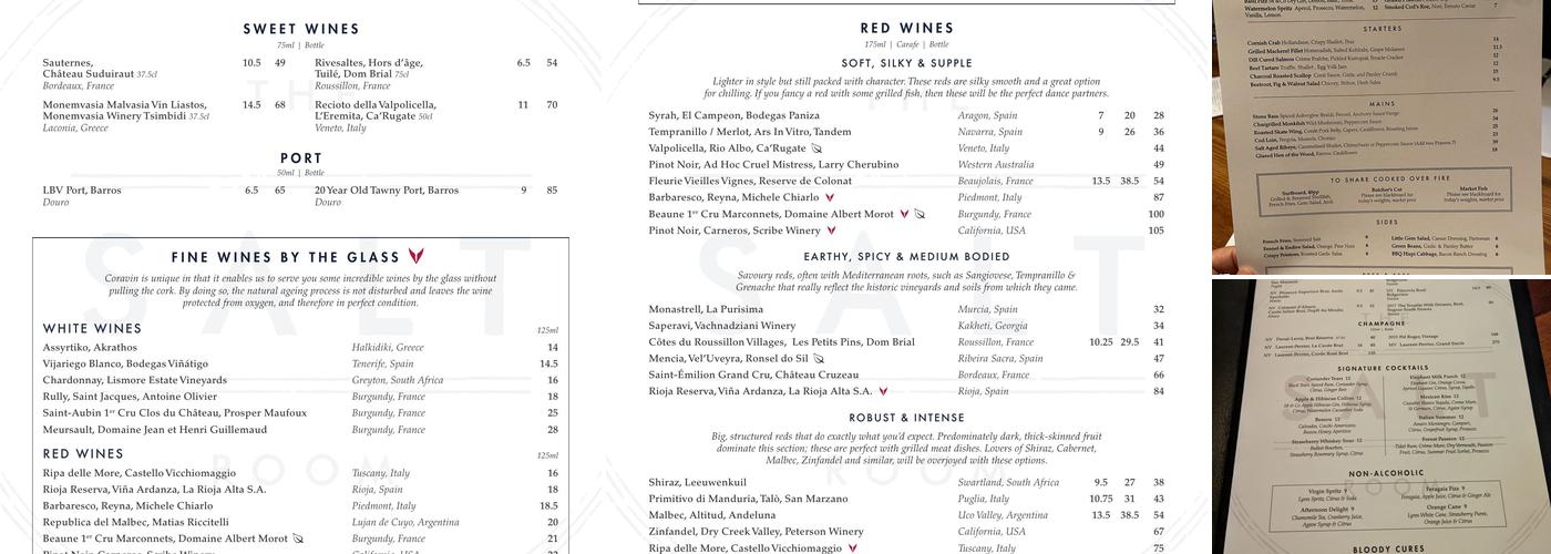 The Salt Room Menu