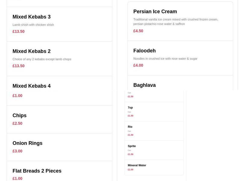 Nayeb Kebab House Menu