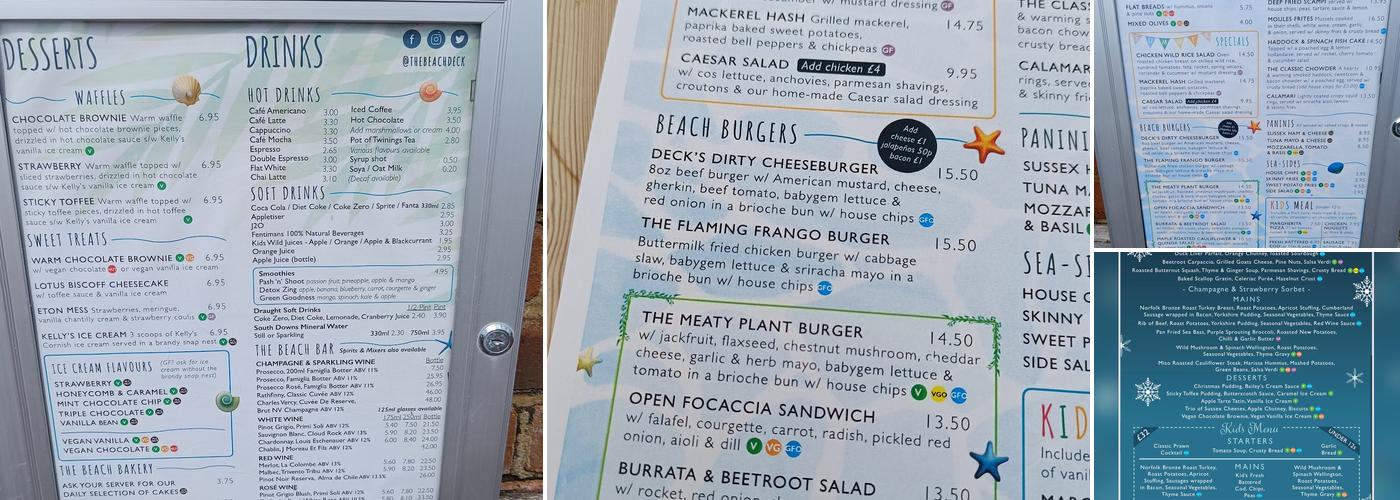 The Beach Deck Menu