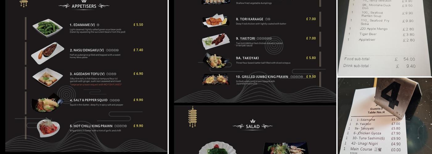 MoonSha Japanese Bar and Restaurant Menu