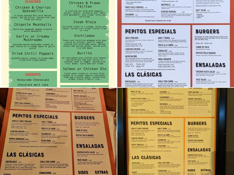 Pepitos Restaurant Menu