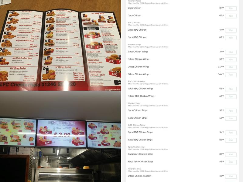 LFC CHESTERFIELD Menu