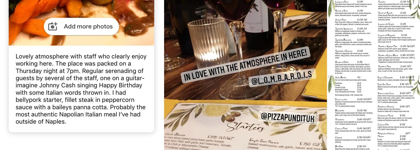 Lombardi's Ristorante Italiano Menu