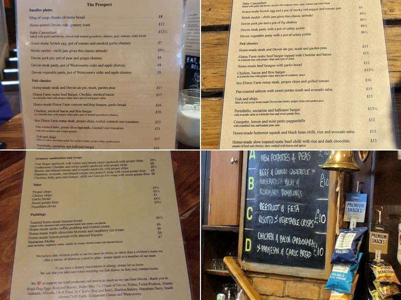The Prospect Inn Menu