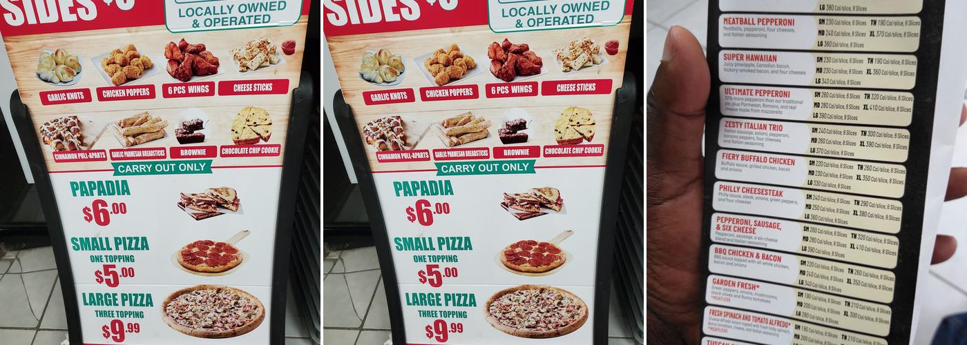 Papa Johns Pizza Menu