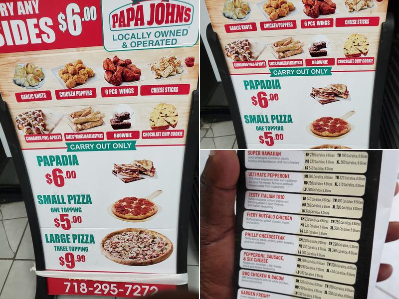Papa Johns Pizza Menu