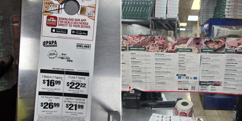 Papa Johns Pizza Menu