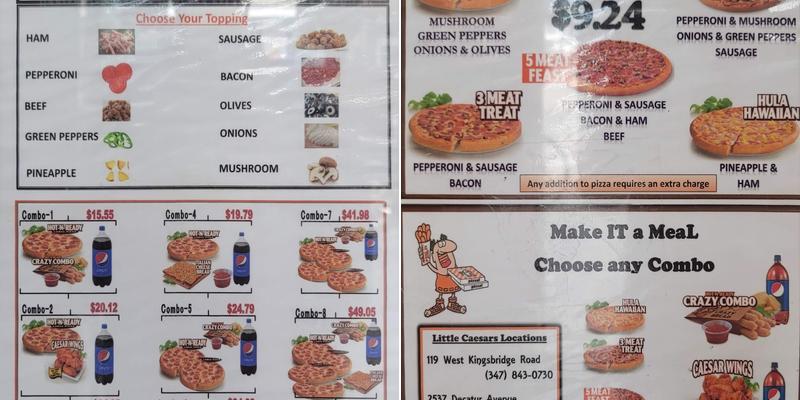 Little Caesars Pizza Menu