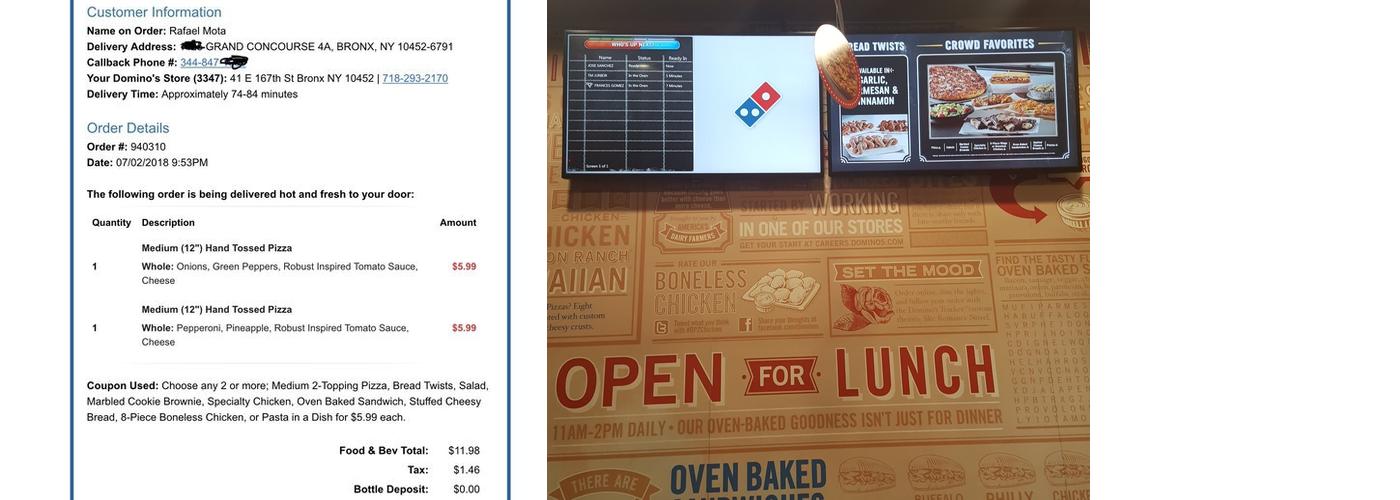 Domino's Pizza Menu