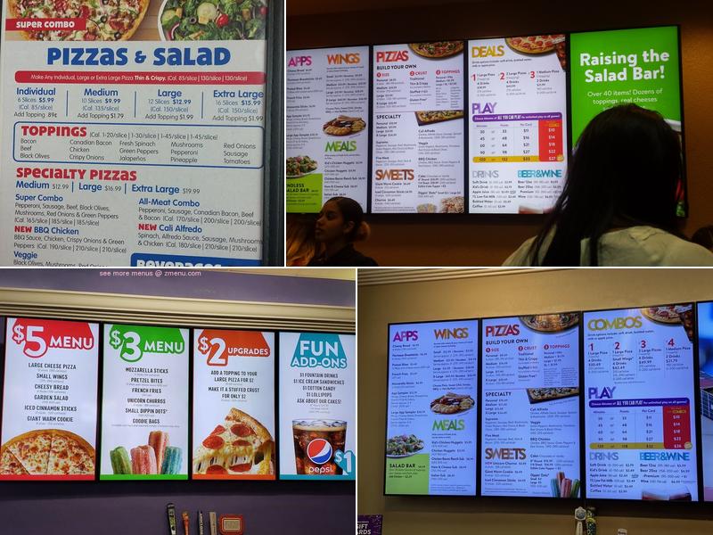 Chuck E. Cheese Menu