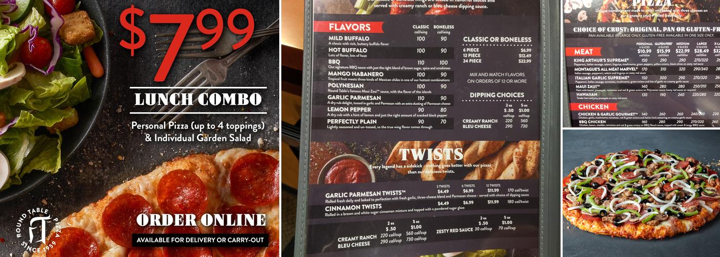 Round Table Pizza Menu