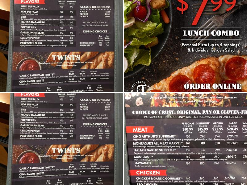 Round Table Pizza Menu