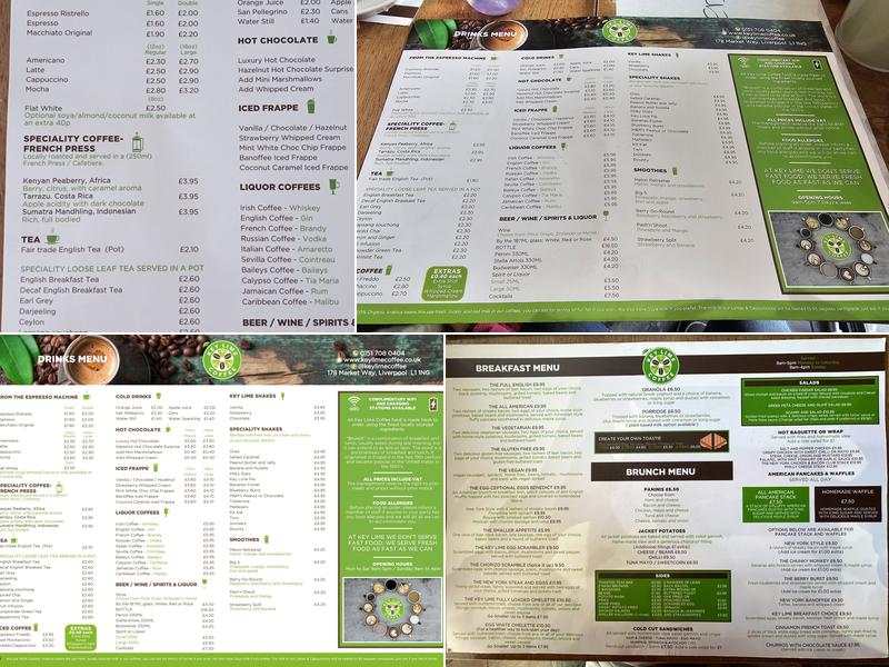 Key Lime Coffee Menu