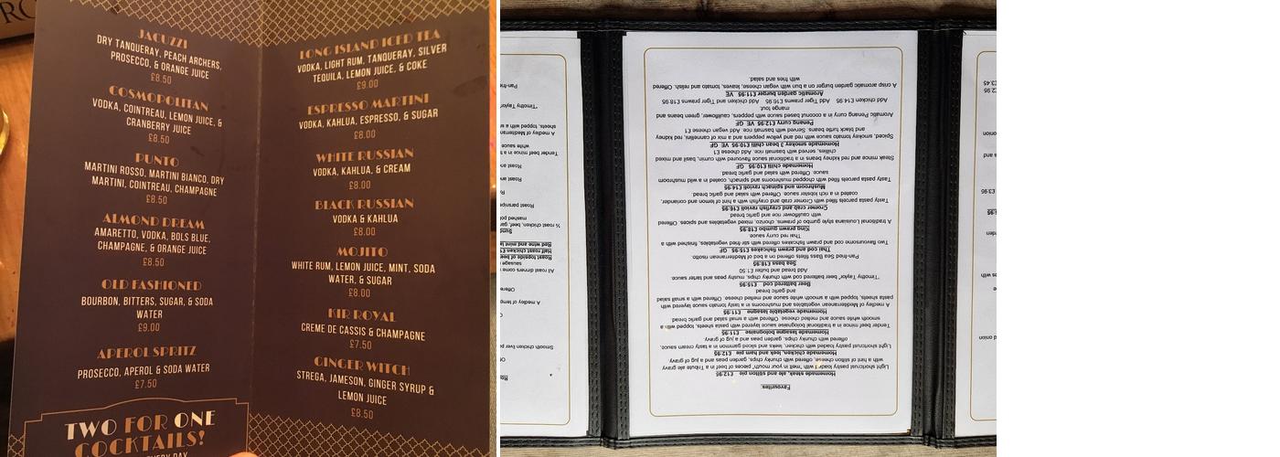 The Dog Inn Menu