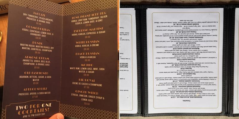 The Dog Inn Menu