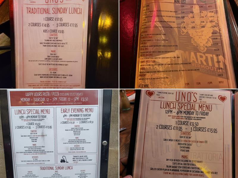 Uno's Trattoria Menu