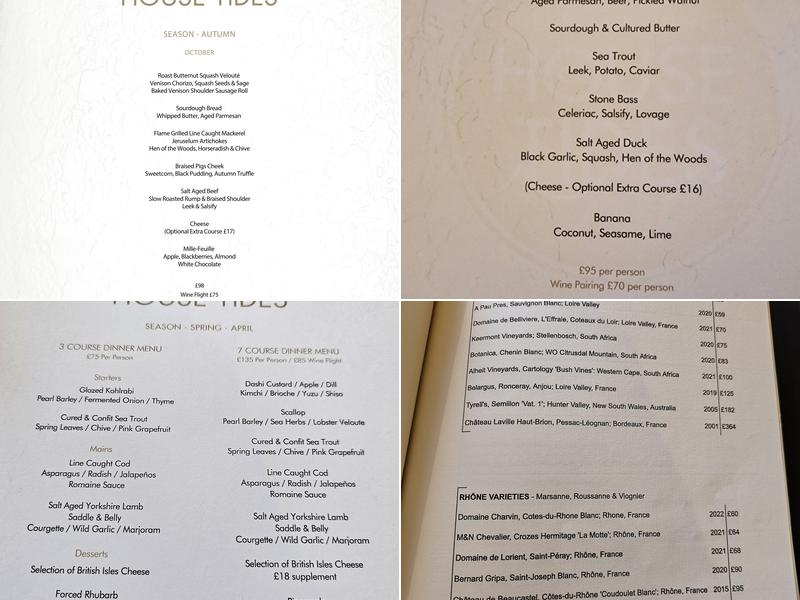 House of Tides Menu