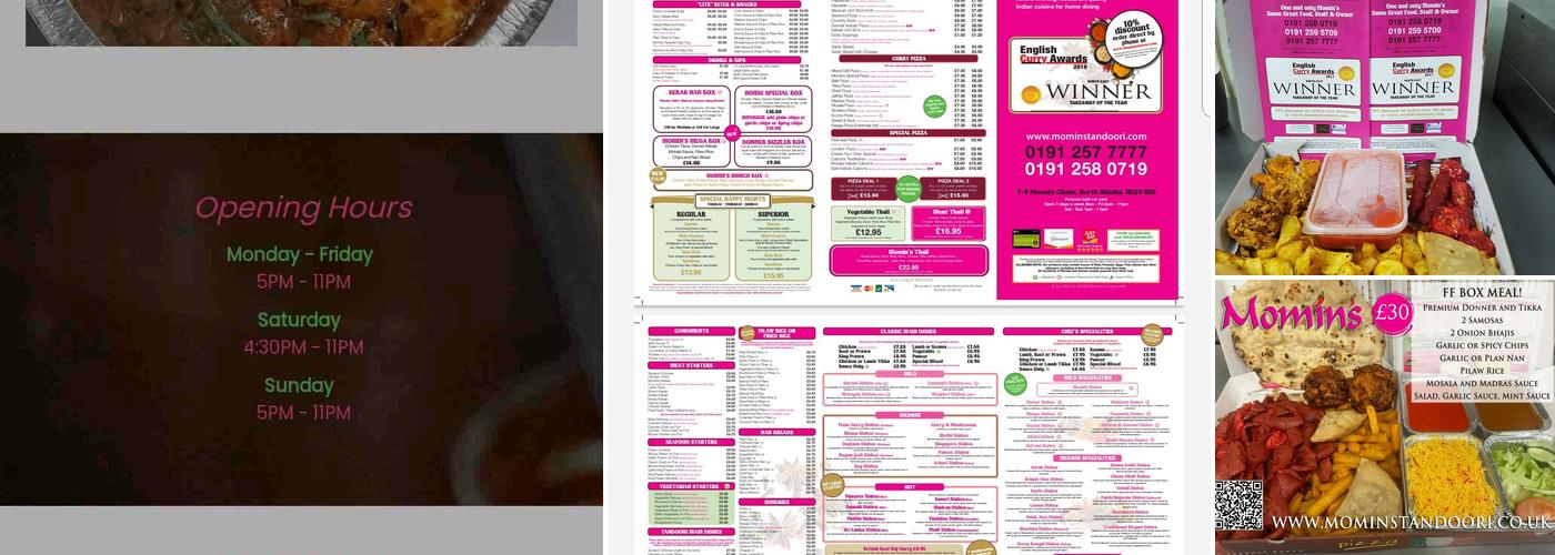 Momins Tandoori Takeaway Menu