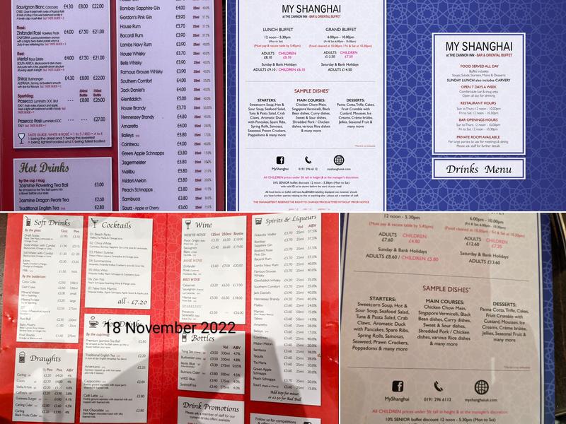 My Shanghai Bar & Oriental Buffet Menu