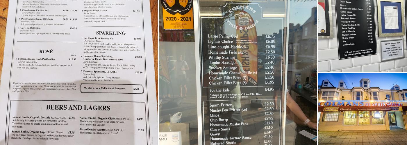 Colmans Fish and Chips Menu