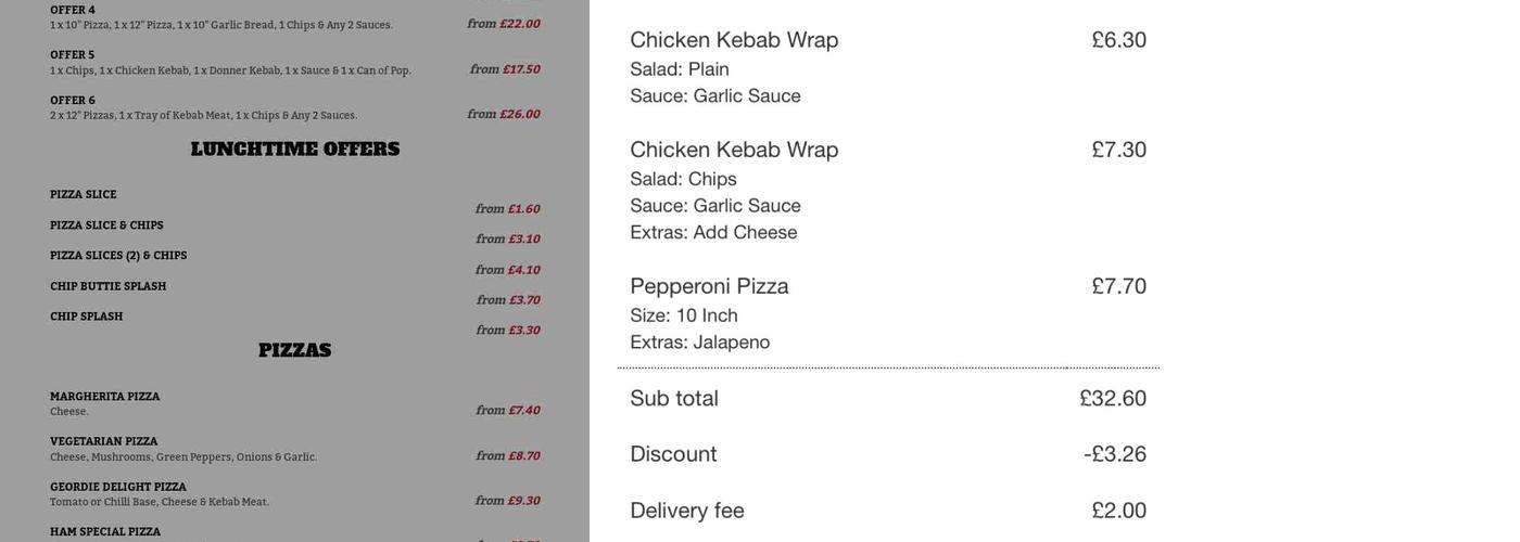 Billy's Fish & Chips (South Shields) Menu