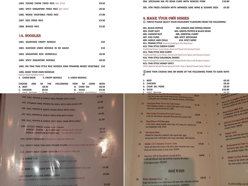 Kylin Oriental Menu