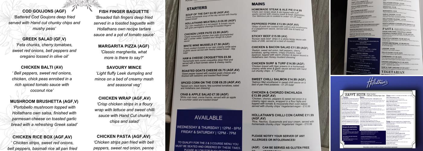 Hollathans Menu