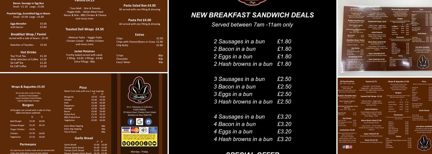 Buddys cafe Menu
