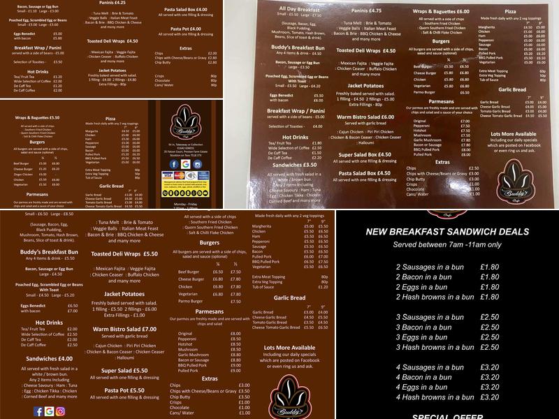 Buddys cafe Menu