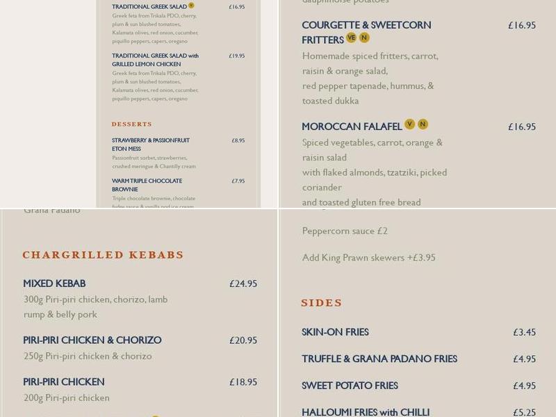 Ego at The Bull's Head, Horbury Menu