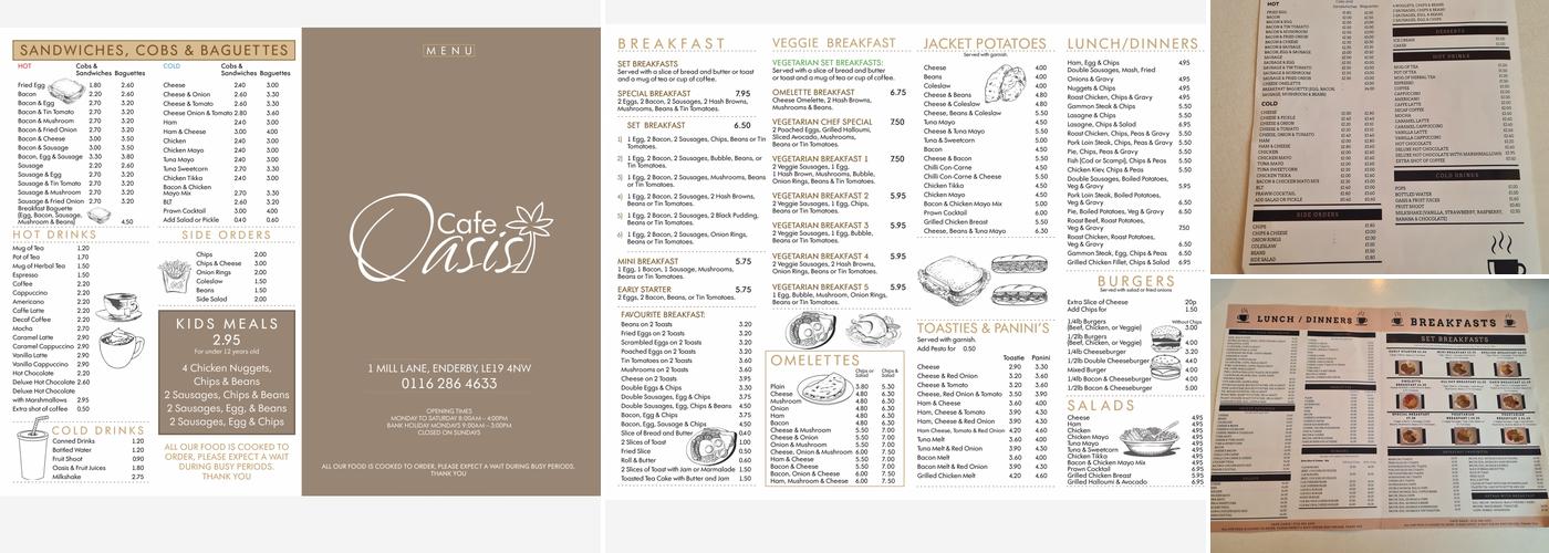 Cafe Oasis Menu