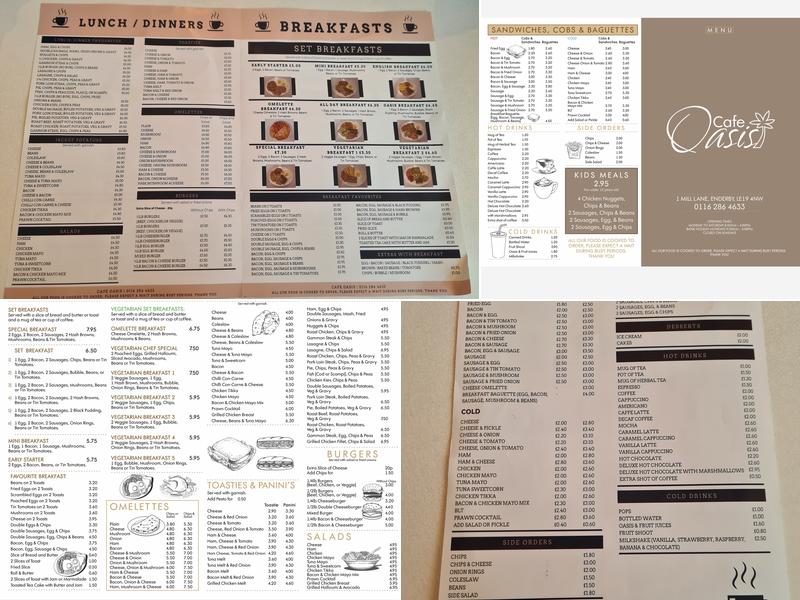Cafe Oasis Menu