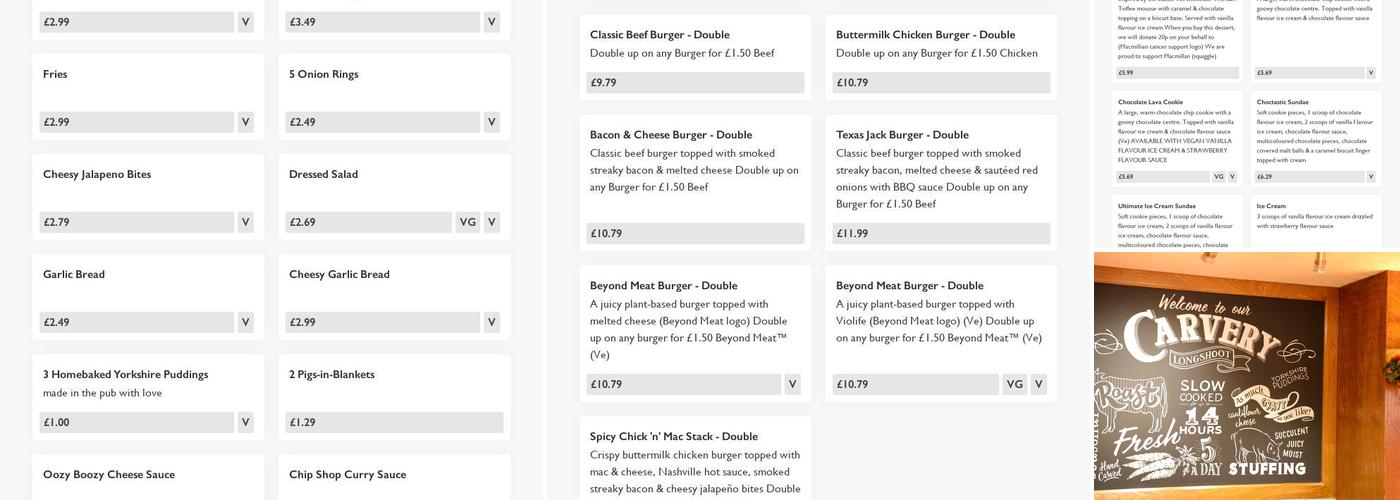 Longshoot - Pub & Carvery Menu