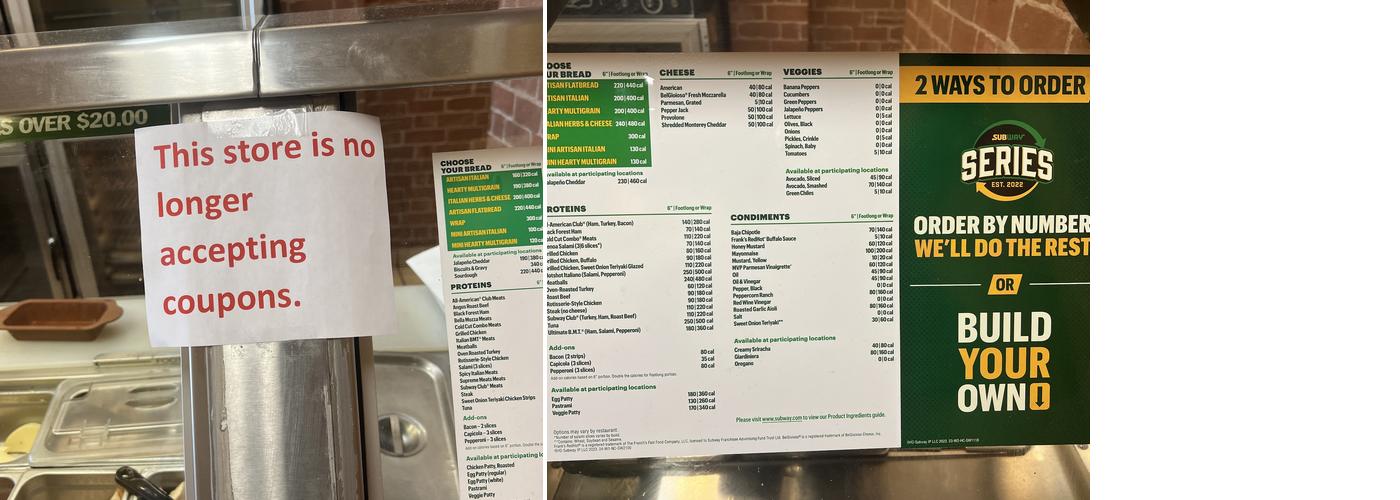 Subway Menu