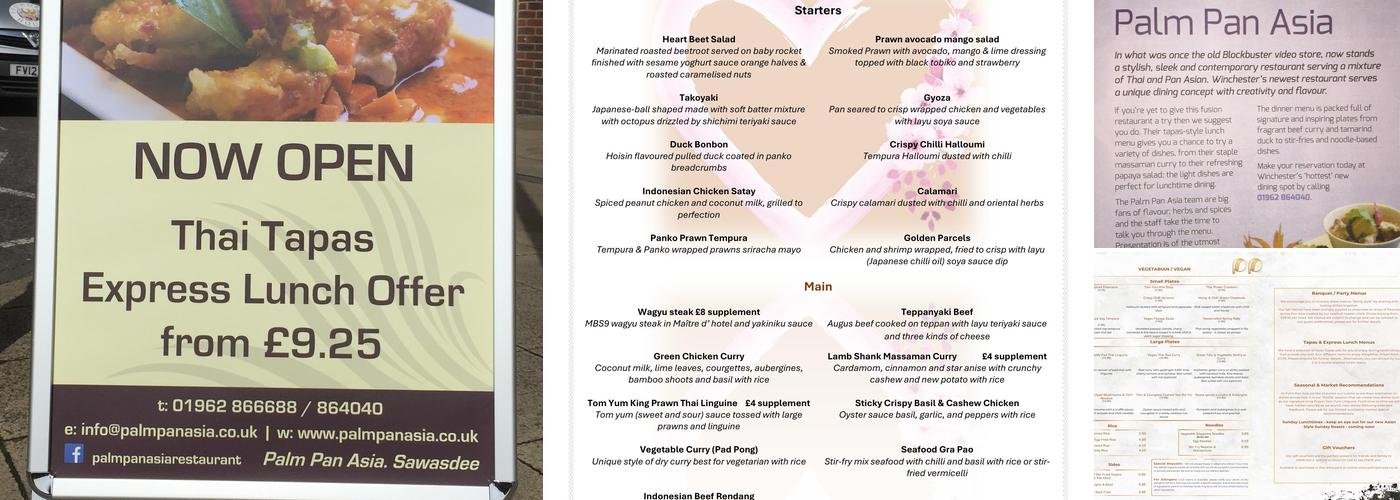 Palm Pan Asia Restaurant Menu