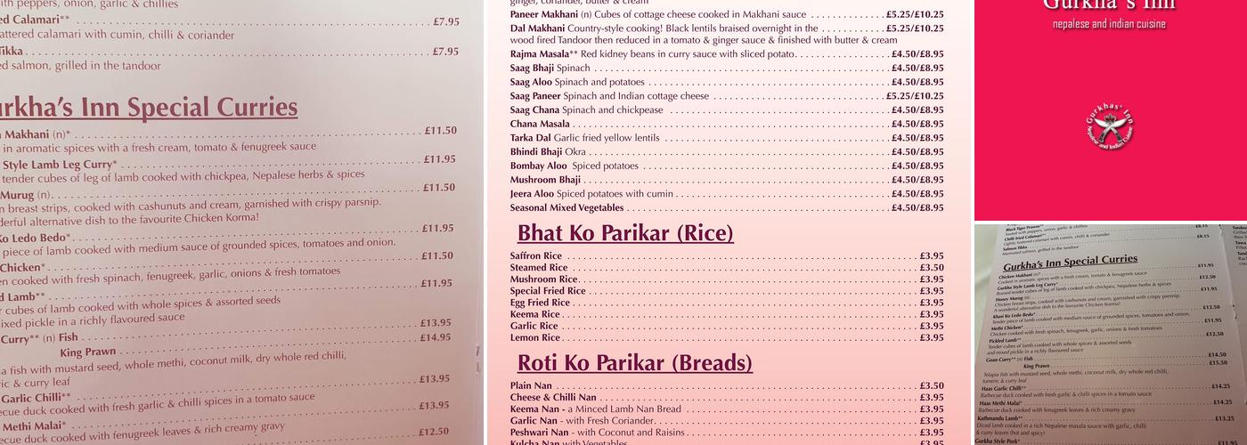 Gurkha's Inn Menu