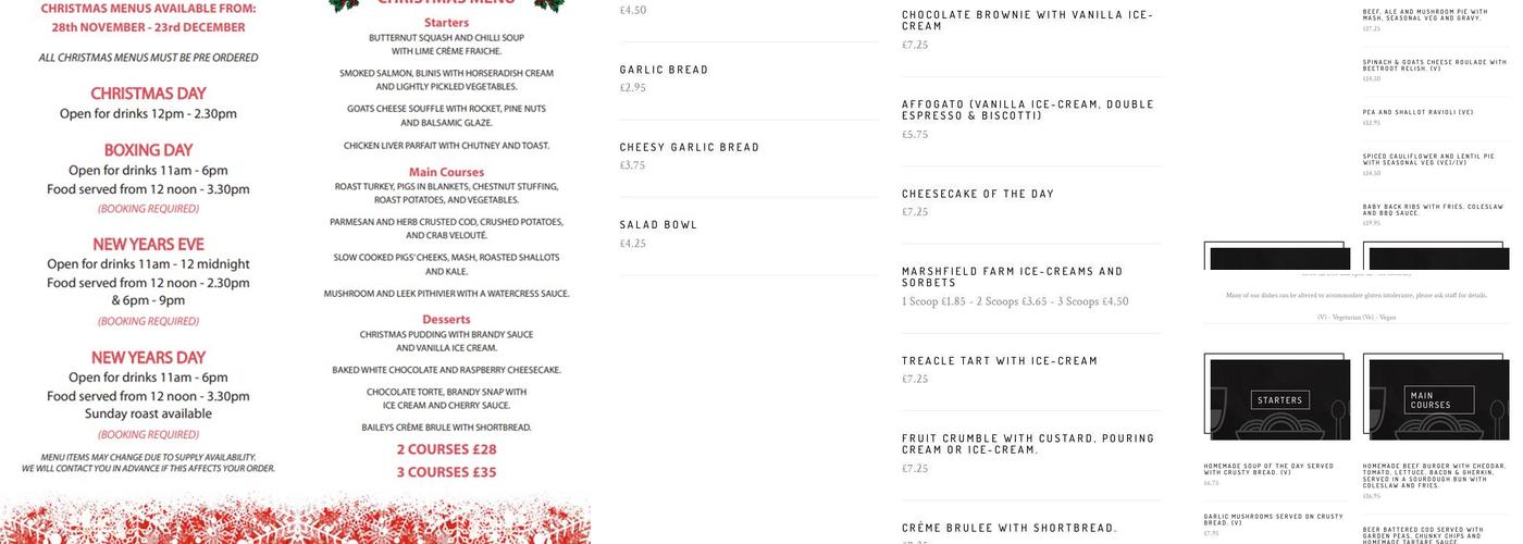 The Golden Lion Menu