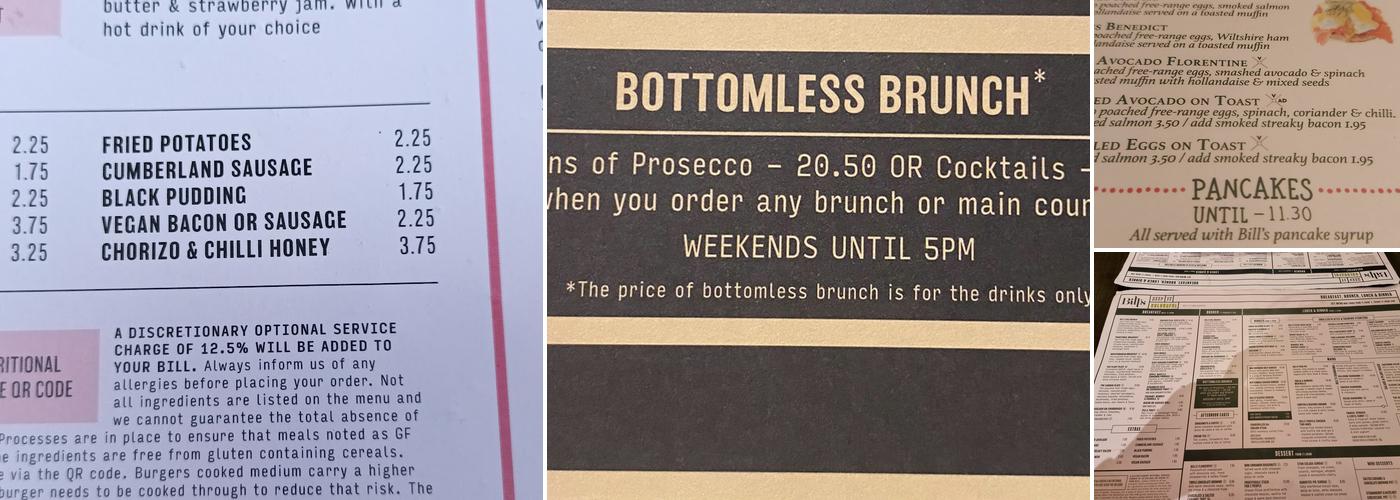 Bill's Kingston Restaurant Menu