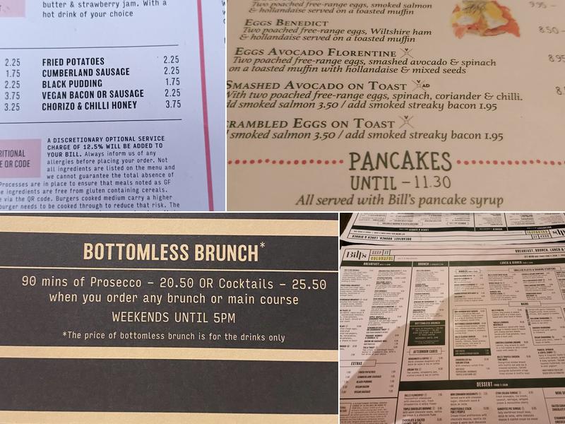 Bill's Kingston Restaurant Menu