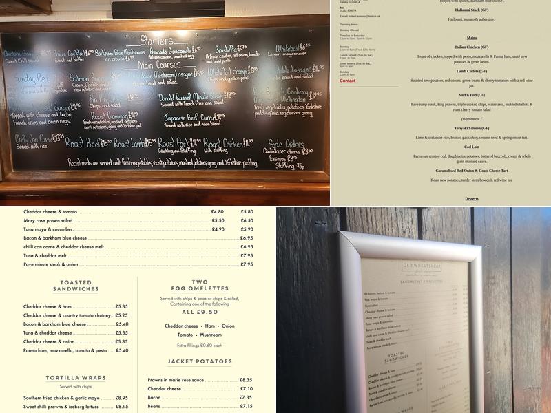 The Old Wheatsheaf Menu