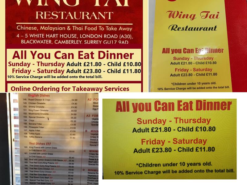 Wing Tai Chinese Restaurant & Takeaway Menu