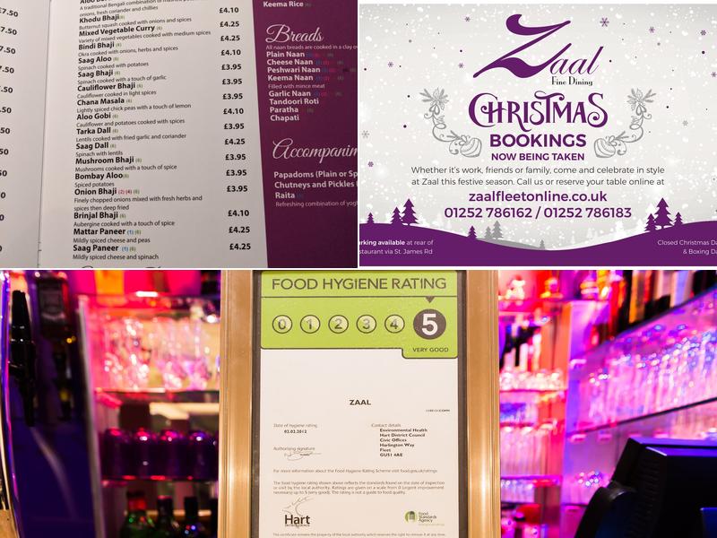 Zaal Fine Dining Menu